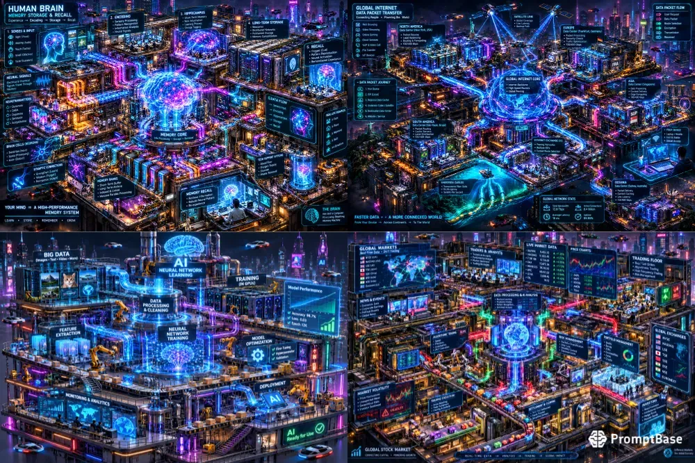 Cyberpunk Isometric Knowledge Factories