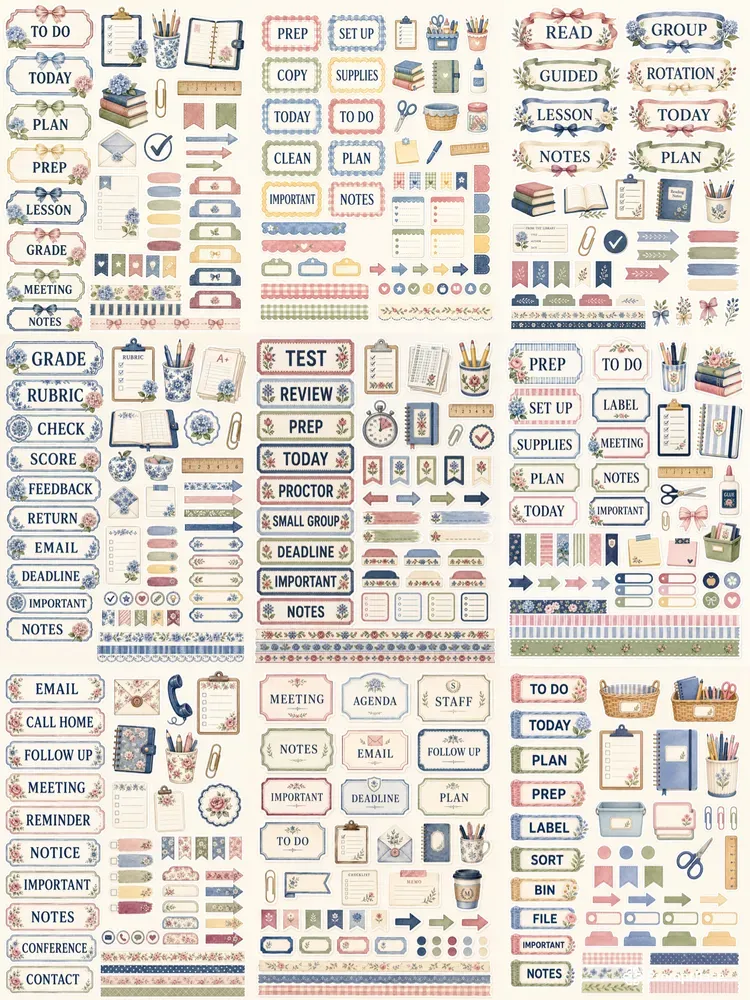 Grannychic Teacher Planner Stickers