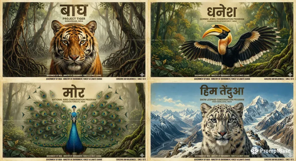 Vintage Indian Wildlife Posters