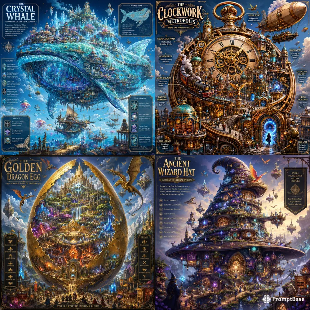 Epic Fantasy World Island Poster Designs