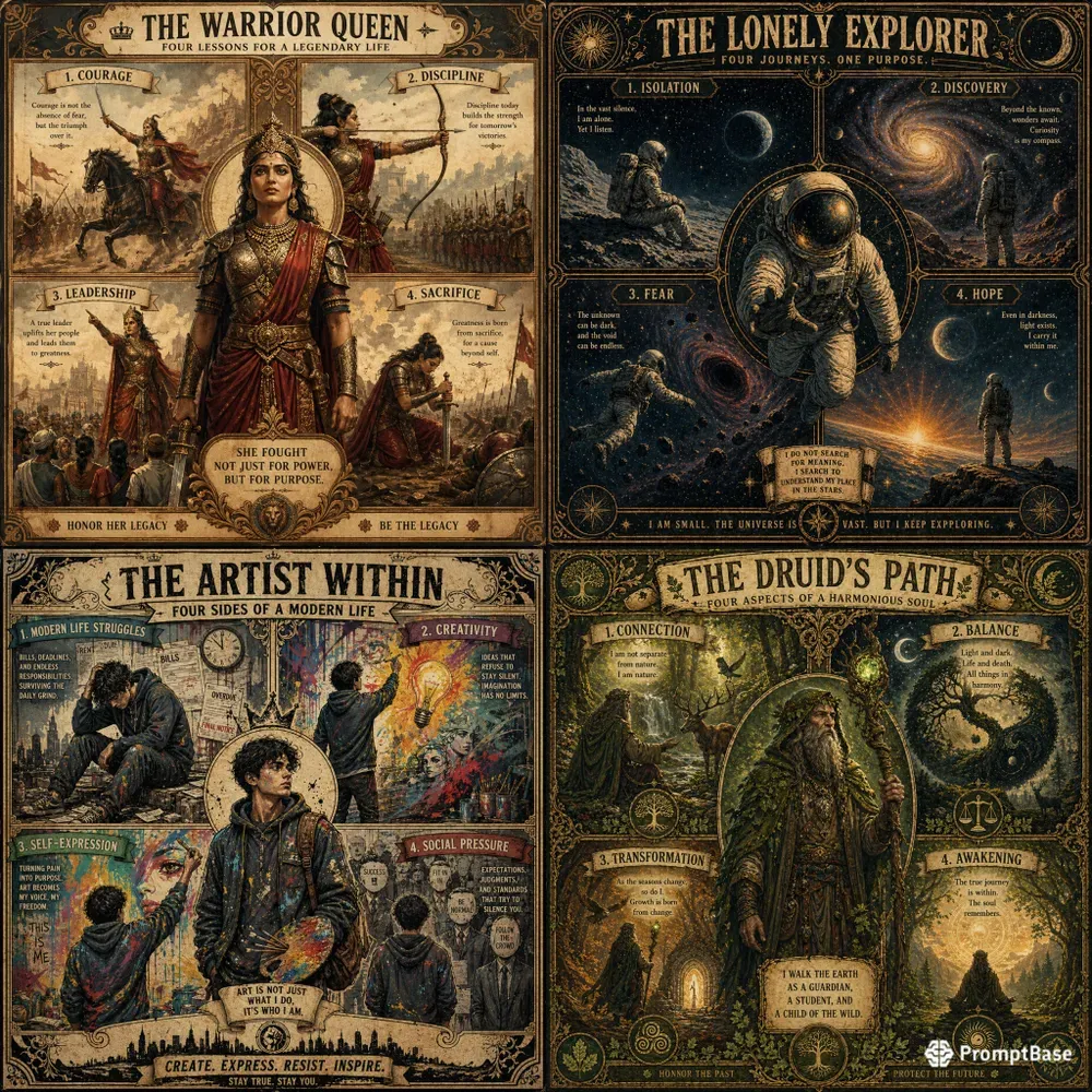 Ancient Wisdom Illustrated Panels Posters