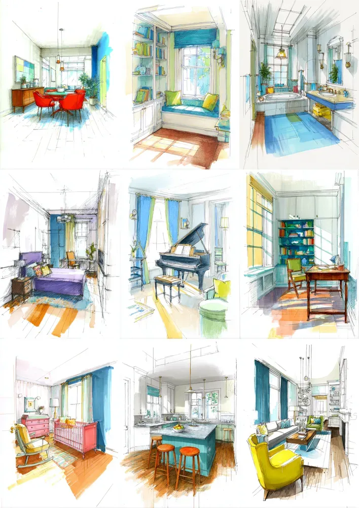 Elegant Interior Design Sketches