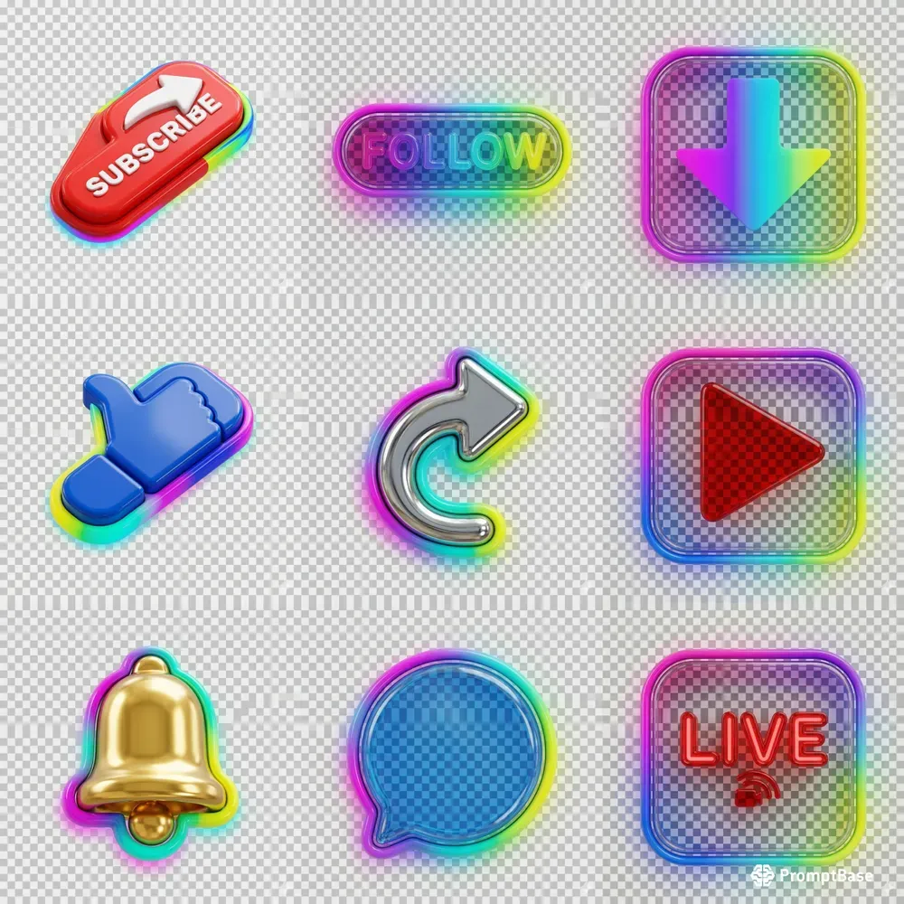 Social Media Cta 3D Icons