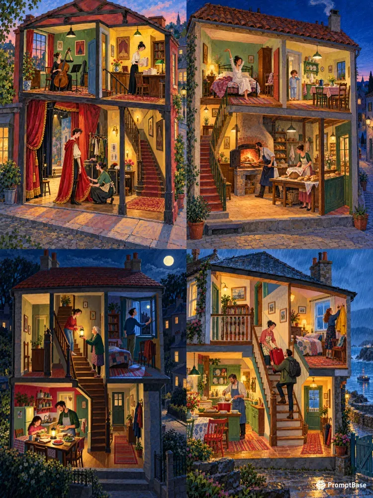 Colorful Cutaway Story Art Prints