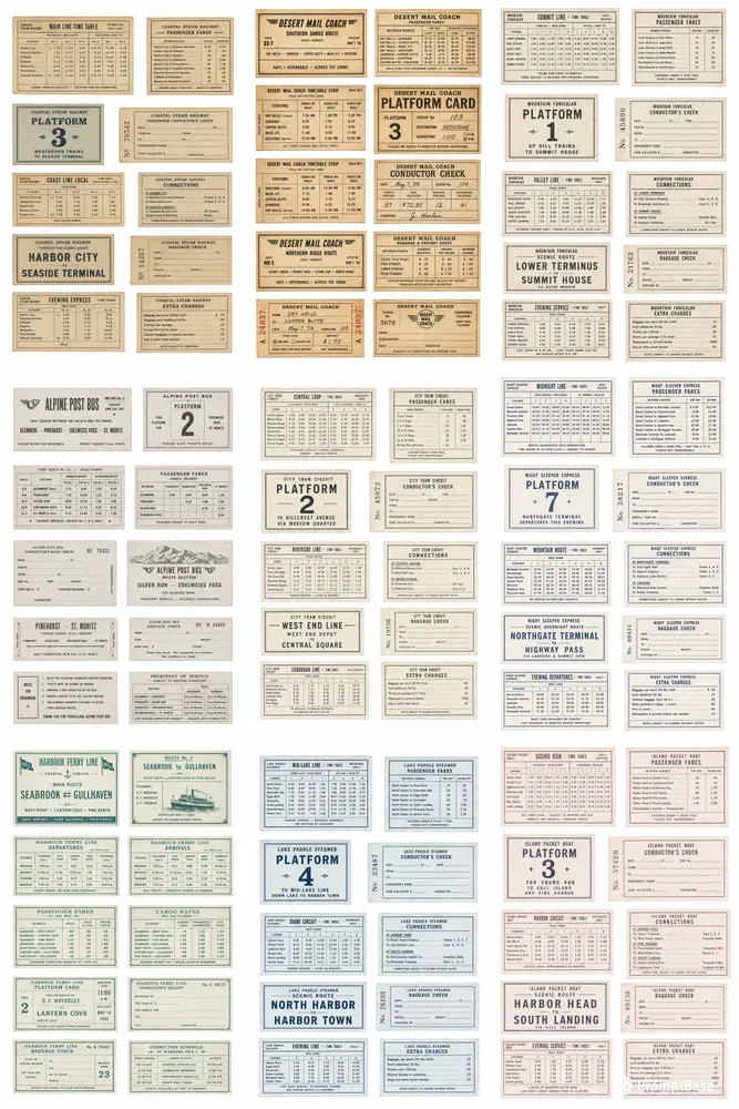 Vintage Timetable Strip Sheets