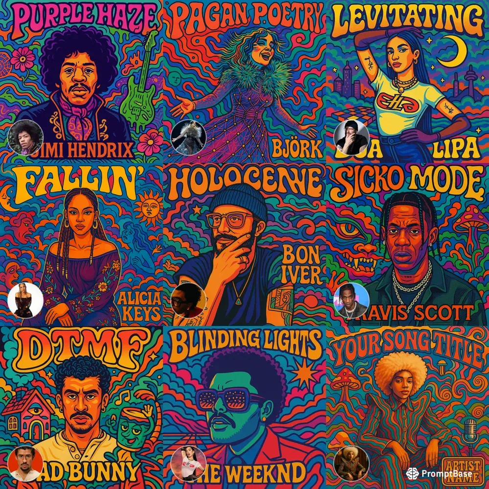 Surreal Psychedelic Song Album Covers