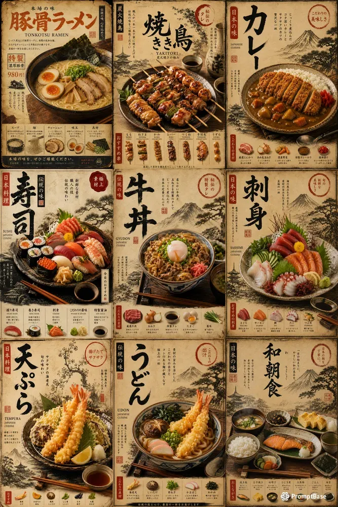 Japanese Vintage Food Posters