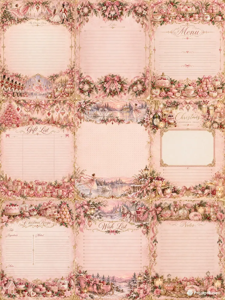 Pink Coquette Christmas Journal Pages