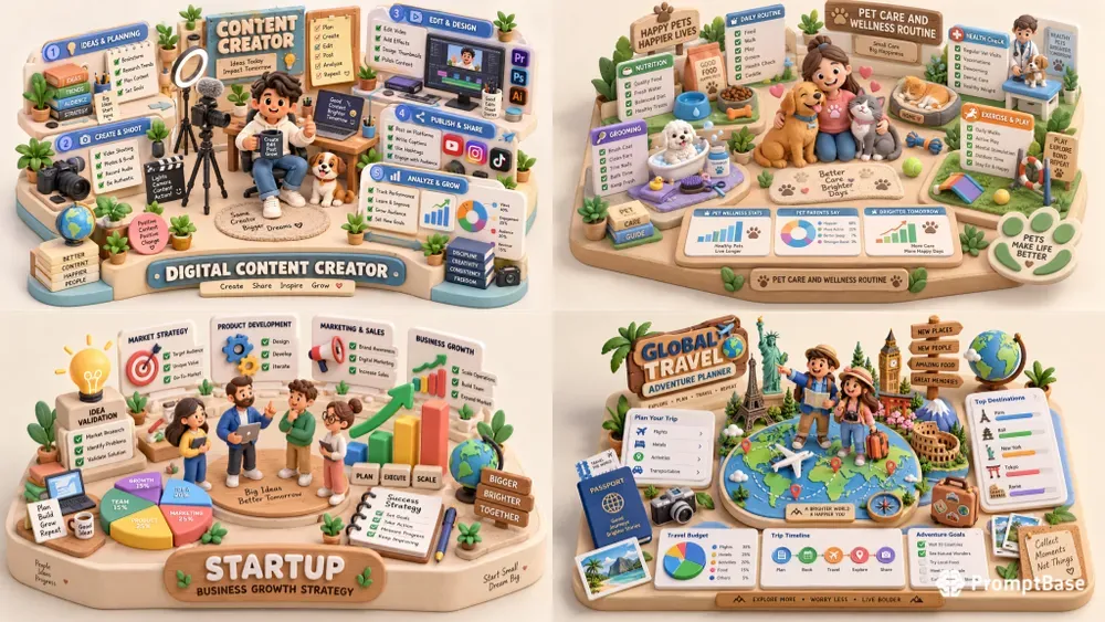 3D Claymorphic Infographics