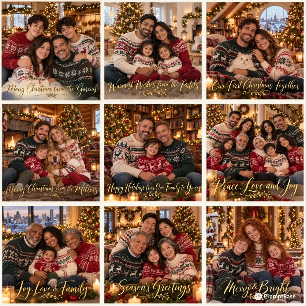 Cozy Christmas Family Photo Cards