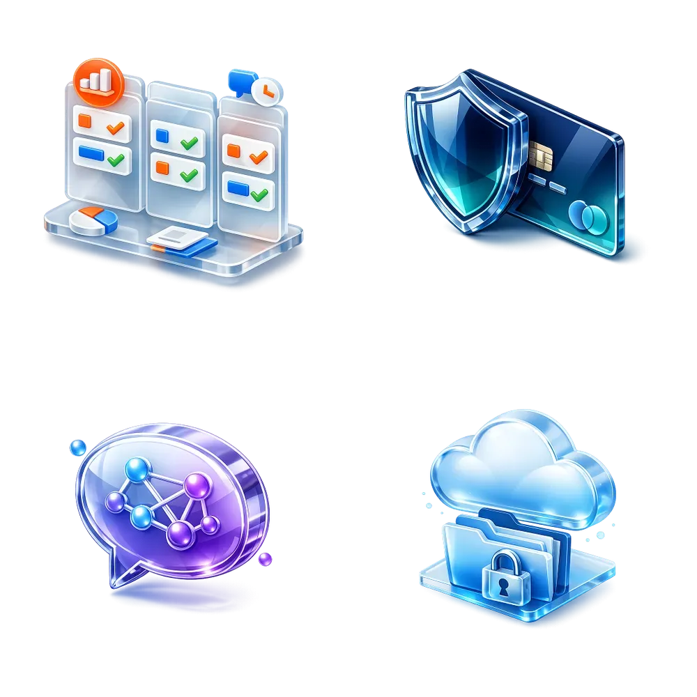 Isometric 3D Glass App Icons