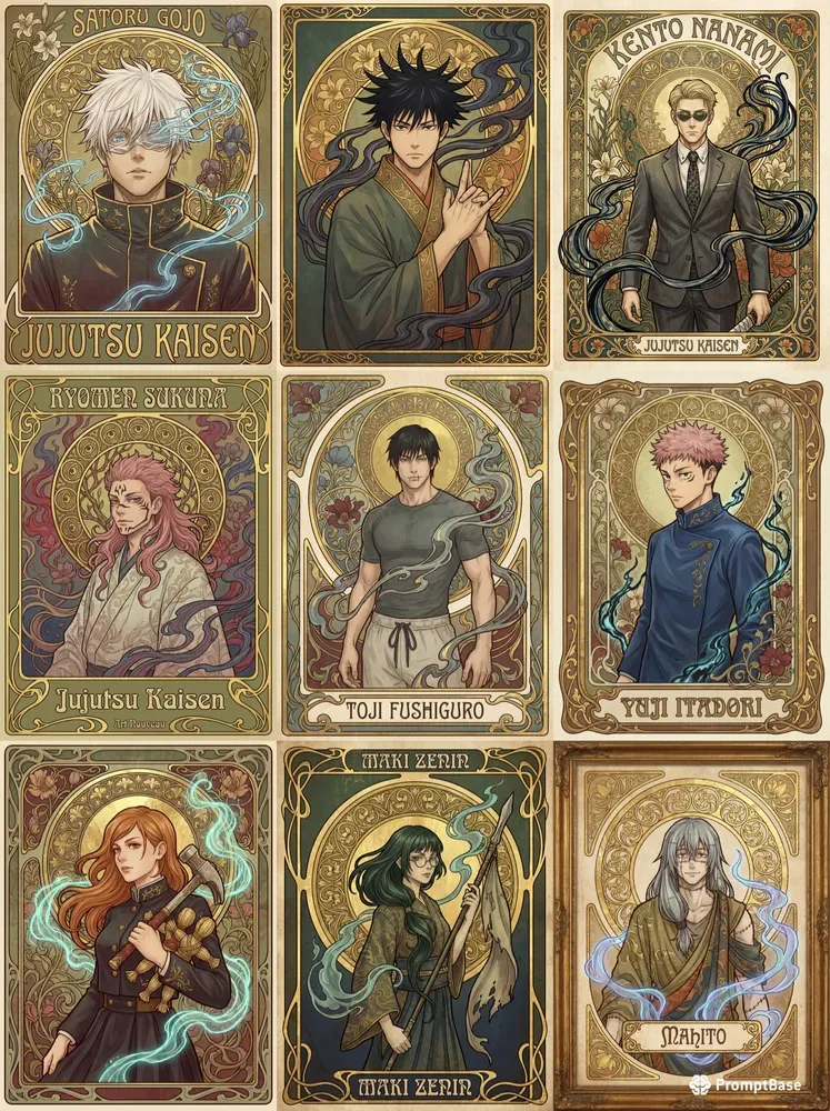 Art Nouveau Floral Portrait Art