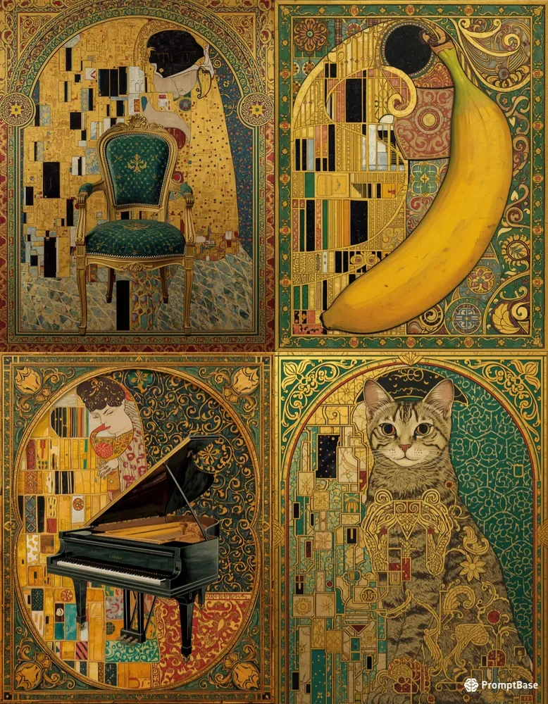 Klimt Gold Ornament Style Art Nouveau
