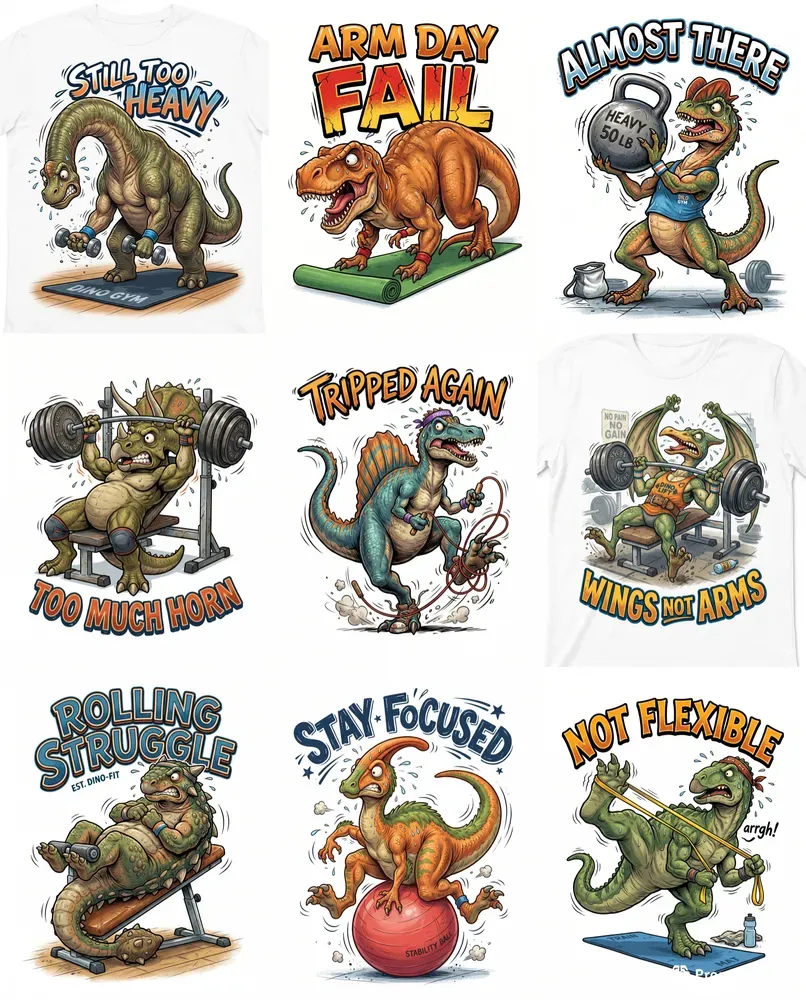 Funny Dinosaur Gym Tshirts