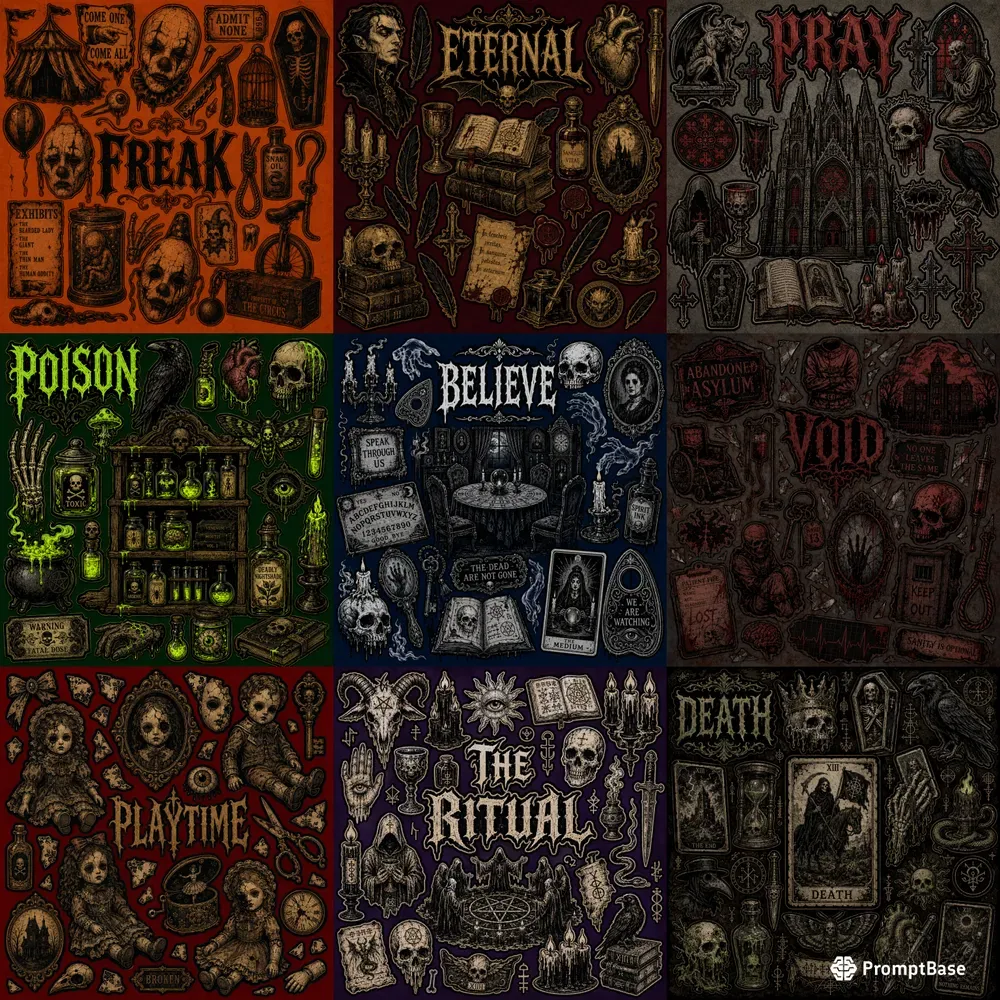 Gothic Aesthetic Horror Sticker Sheets