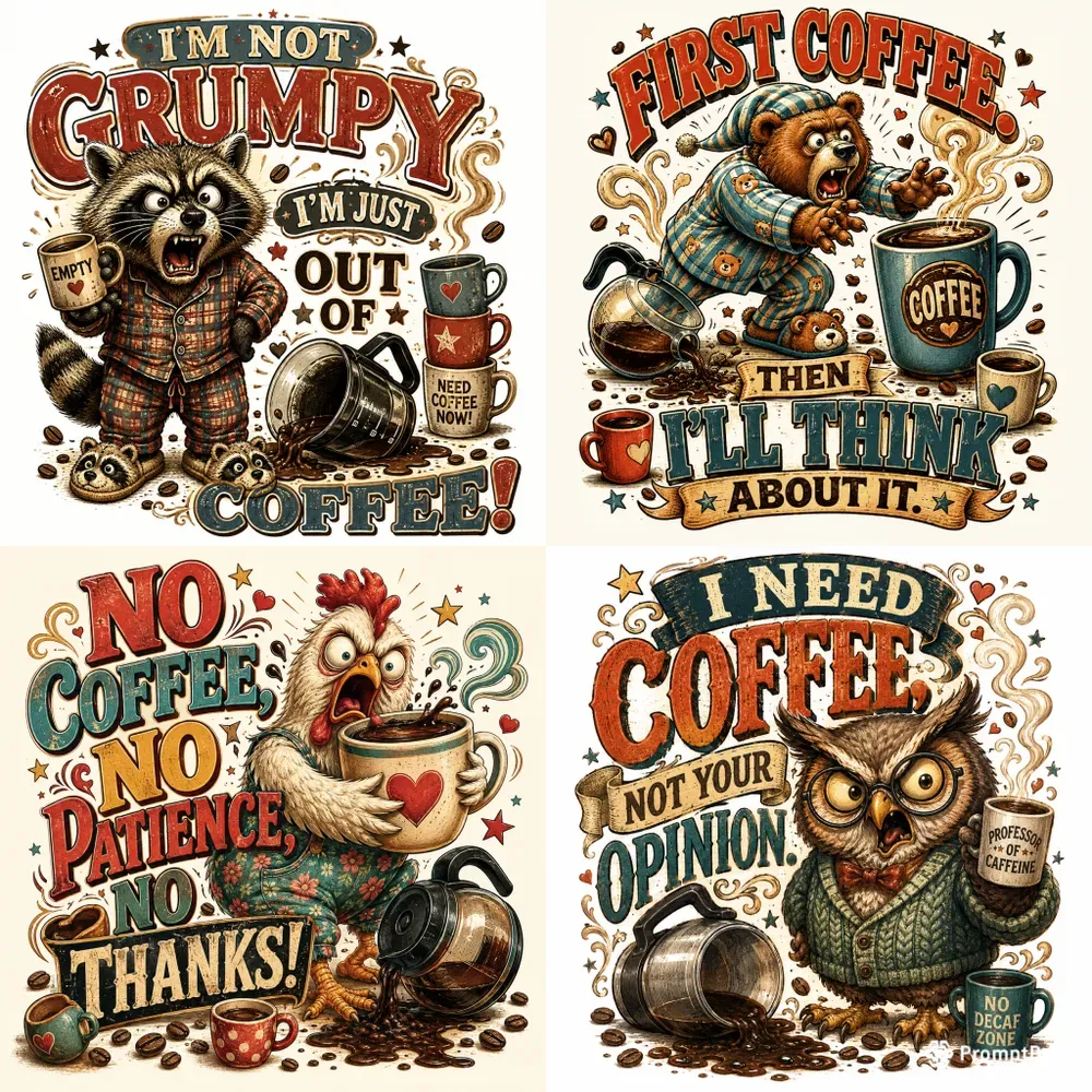 Coffee Chaos Vintage Tshirt Art