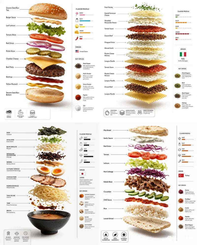 Exploded View Culinary Info Posters