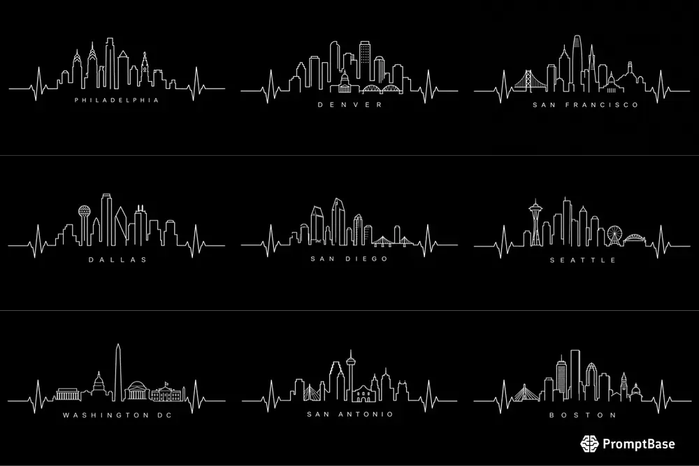 City Heartbeat Skyline Tshirt Pods