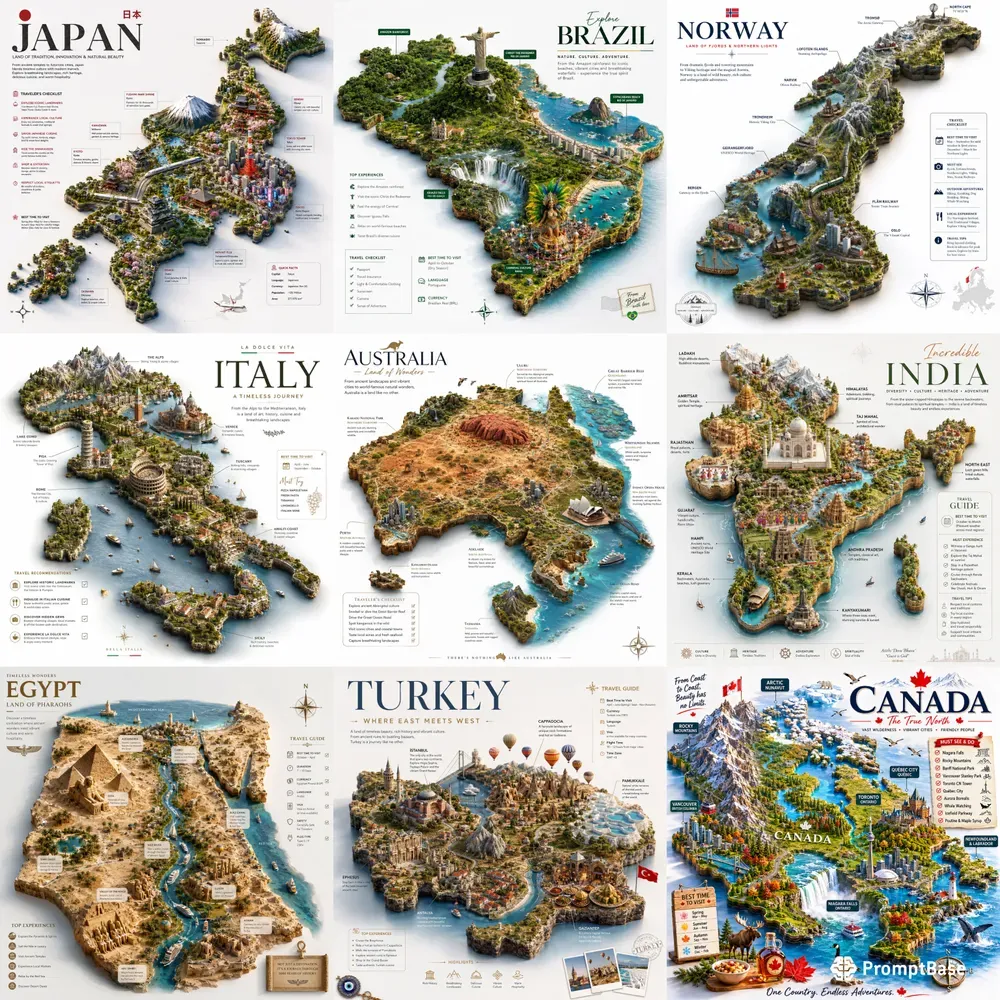 3D Travel Guide Map Generator
