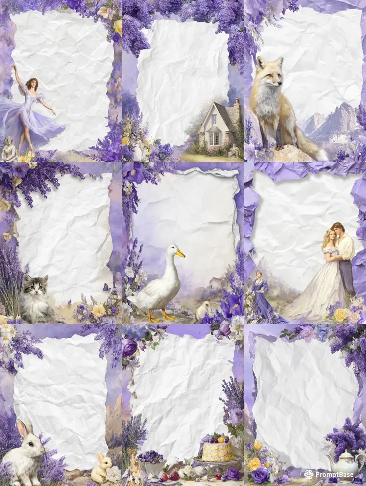 Lavender Cottagecore Background Frames