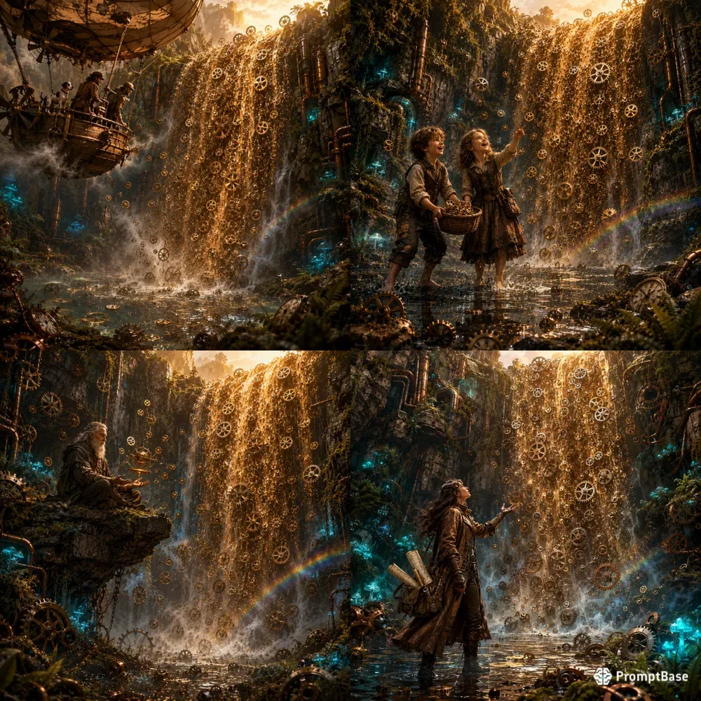 Surreal Gear Waterfall Landscapes