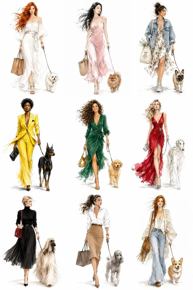Chic Watercolor Fashion Sketches
