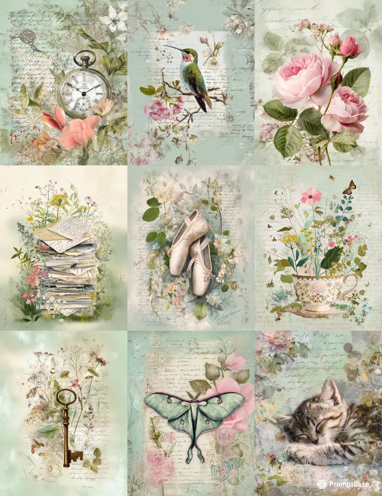 Romantic Junk Journal Illustrations