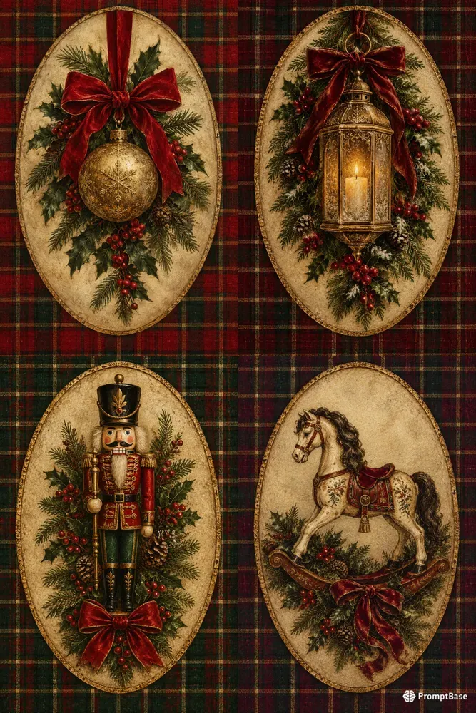 Victorian Tartan Christmas Wall Art