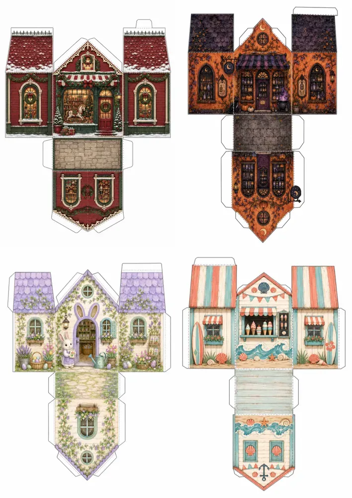 Printable 3D Papercraft House Templates