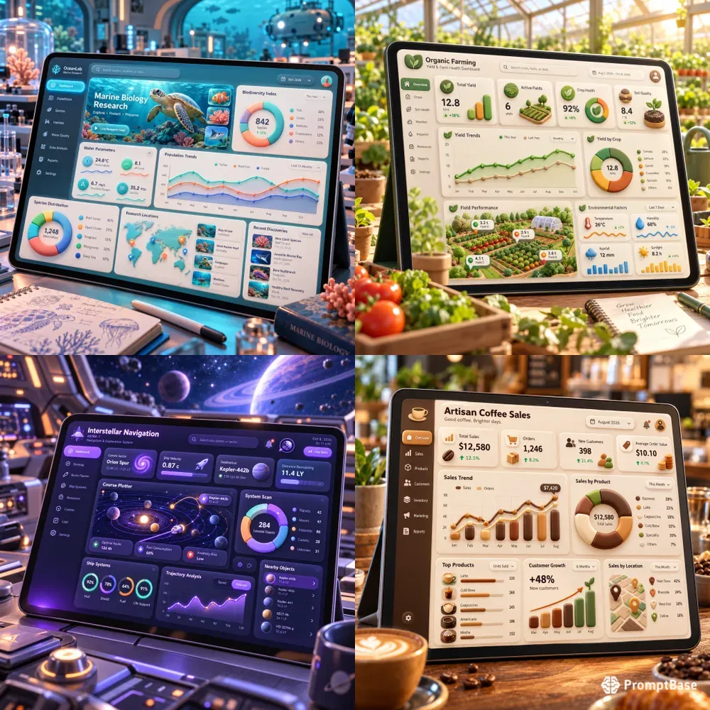 3D Data Dashboard Tablet UIs