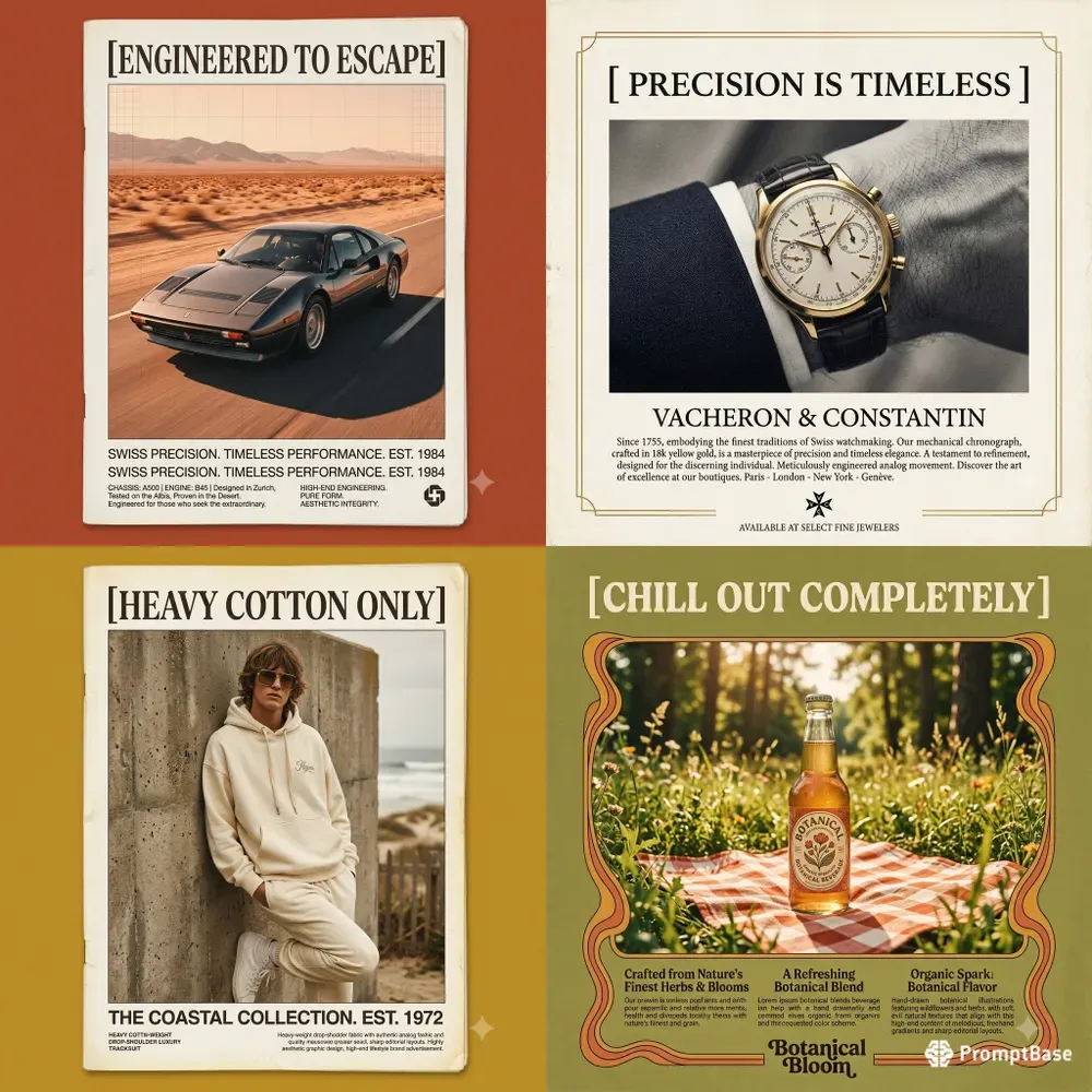 70s Retro Editorial Print Ad Engines