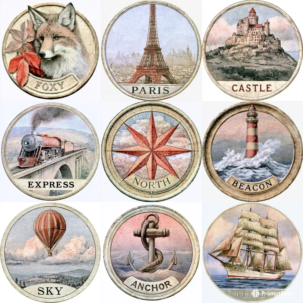 Vintage Circular Emblem Prints