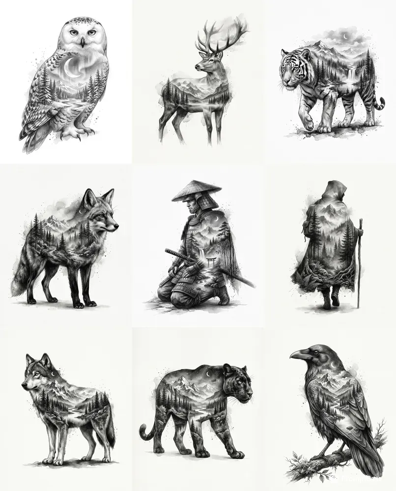 Monochrome Double Exposure Art