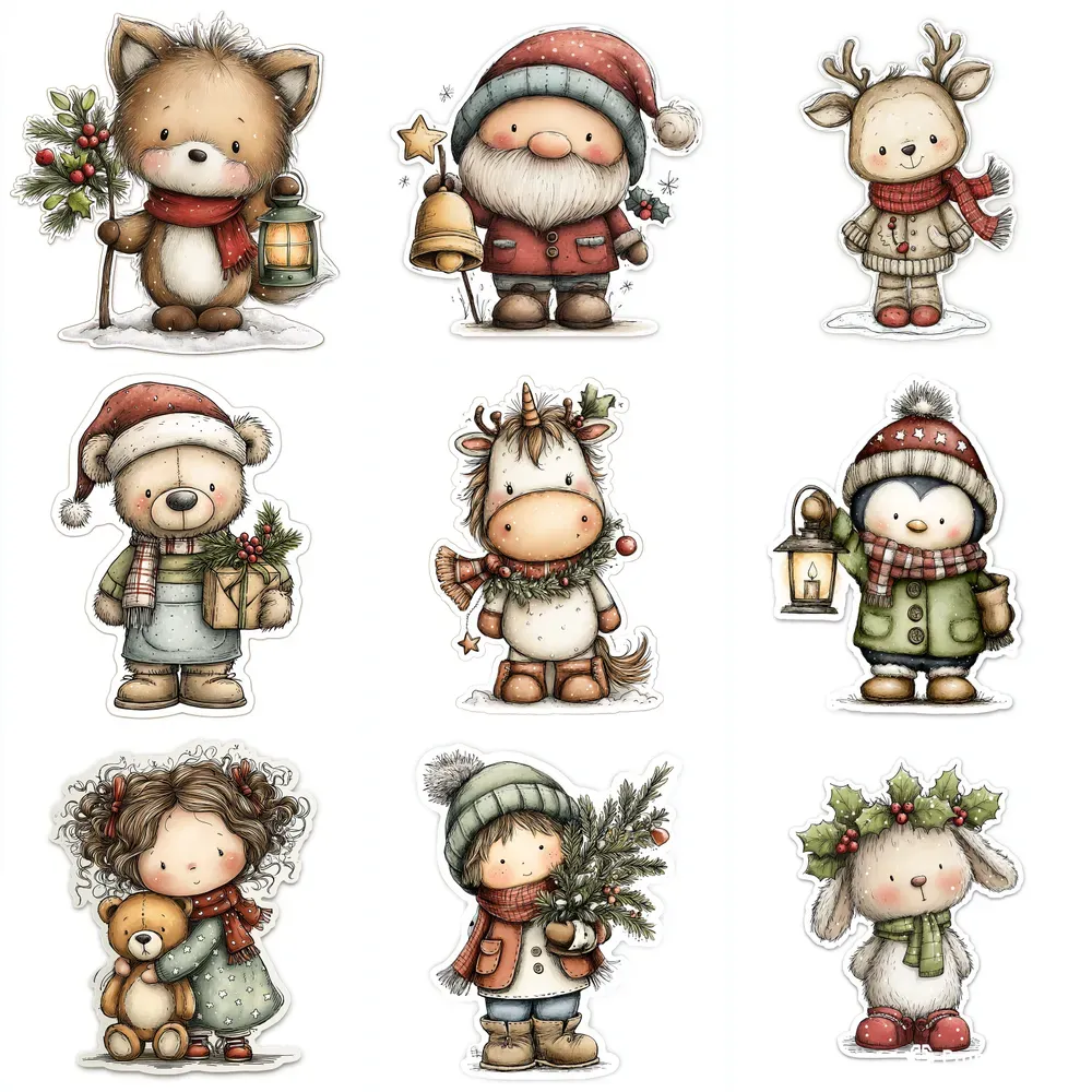 Cute Christmas Character Sticker Cliparts