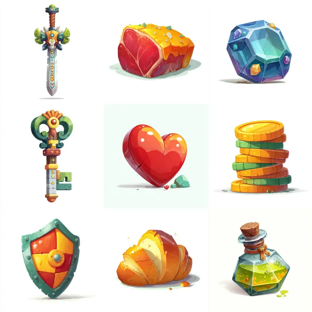 Stylized 25d Game Icon Style