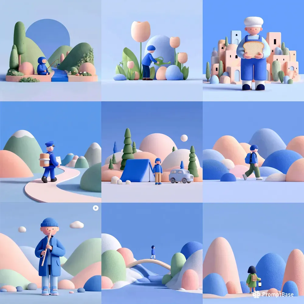 Soft Pastel 3D Story Scenes