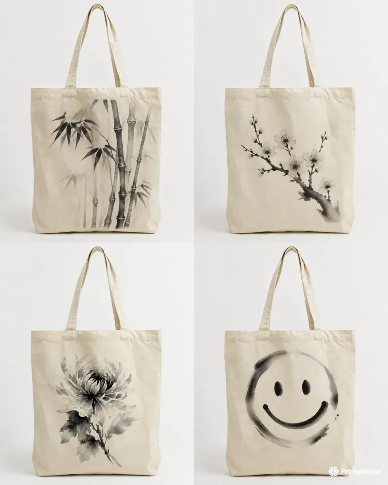 Ink Wash Canvas Tote Bag Print Designs
