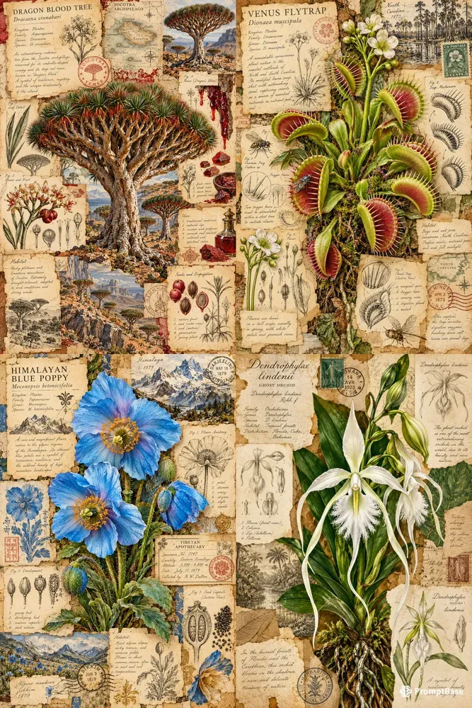 Vintage Botanical Junk Journal Collages