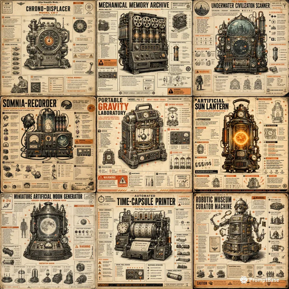 Retrofuturistic Fictional Invention Men