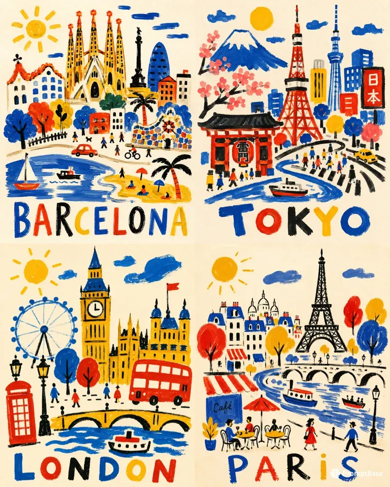 Hand Drawn Travel Posters