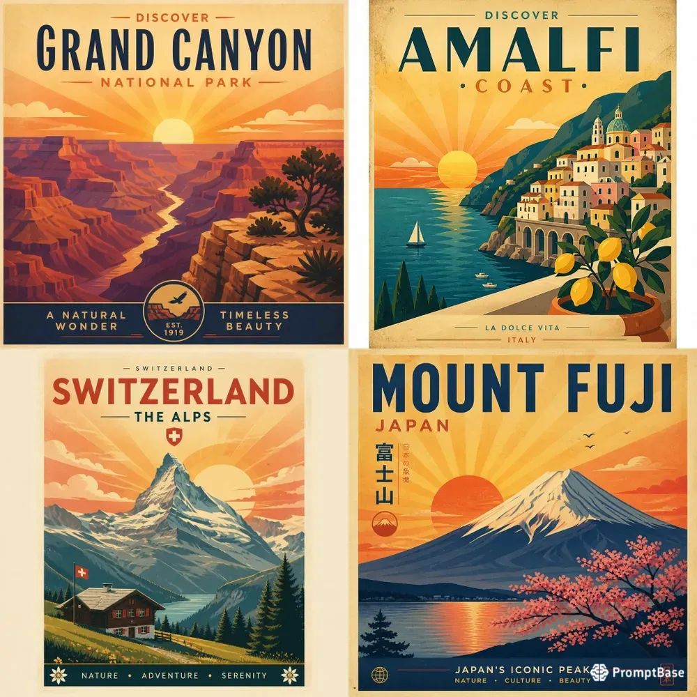 Vintage Style European American Travels