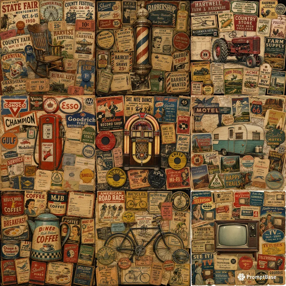 Retro Americana Ephemera Collage Art