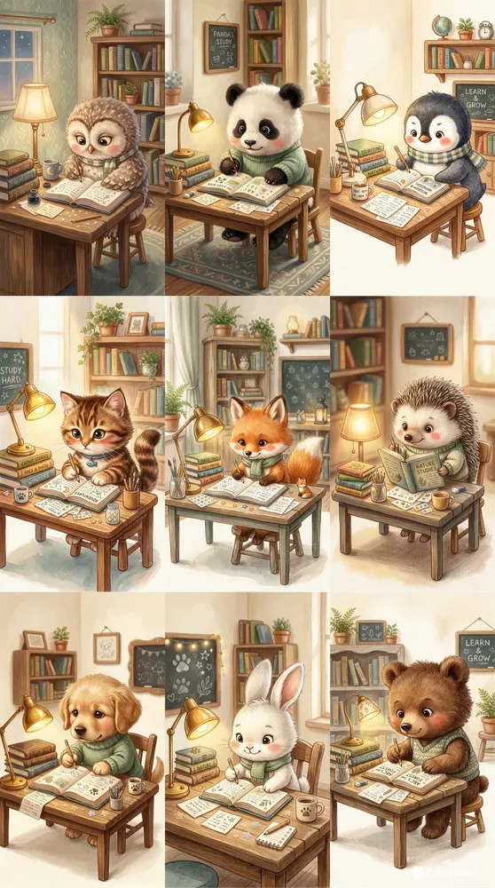 Cute Study Animals Illustrations