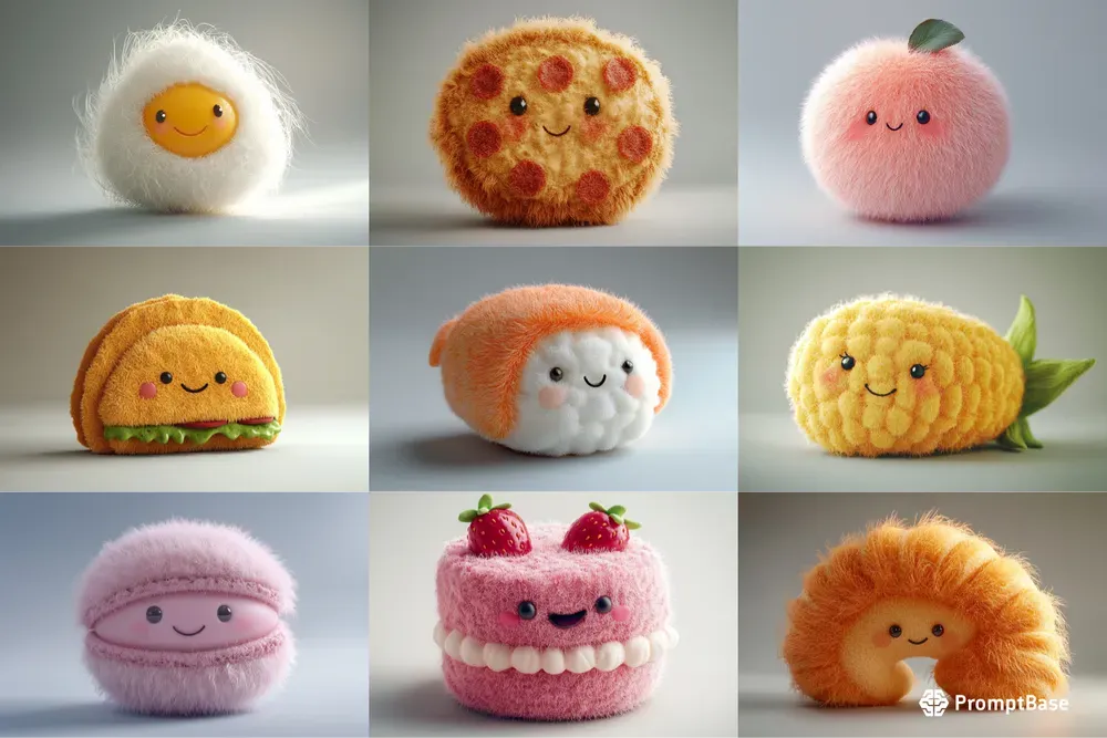 Fluffy 3D Plush Toys Cute Food Series