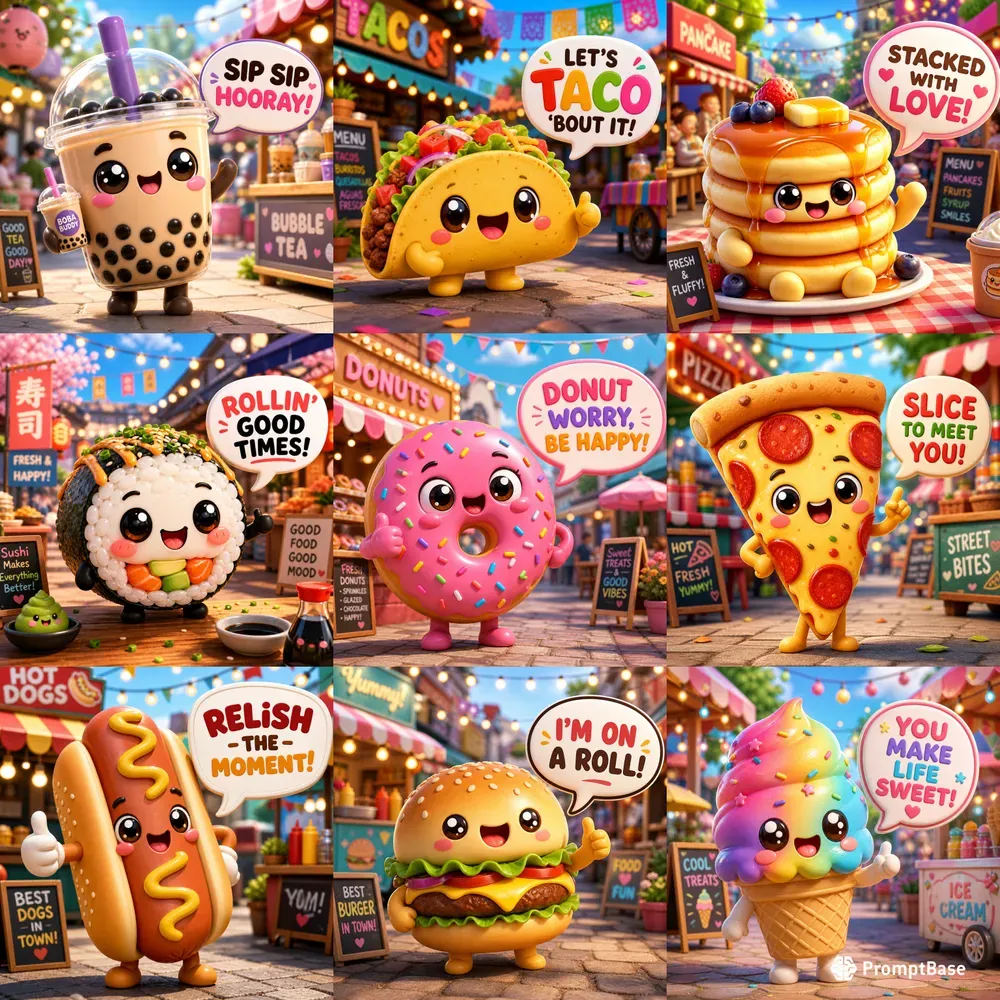 Kawaii 3D Food Mascots