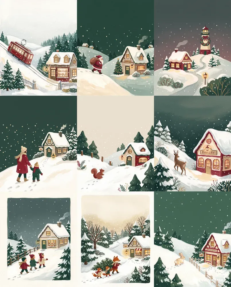 Gouache Holiday Card Scenes