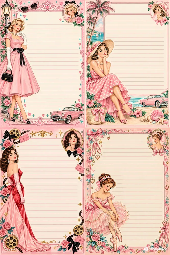 Vintage Glamour Writing Papers