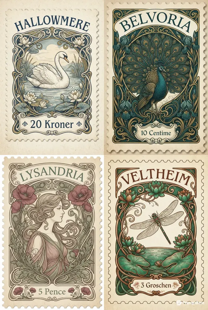 Art Nouveau Postage Stamp Design Generator