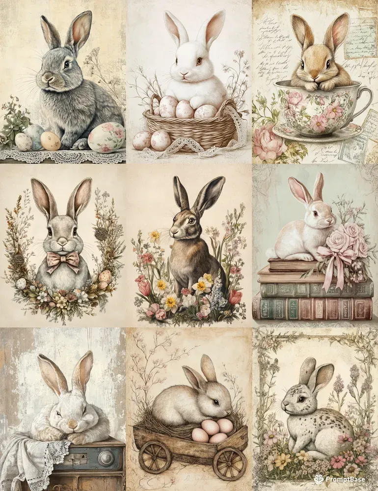 Vintage Easter Bunny Greeting Cards