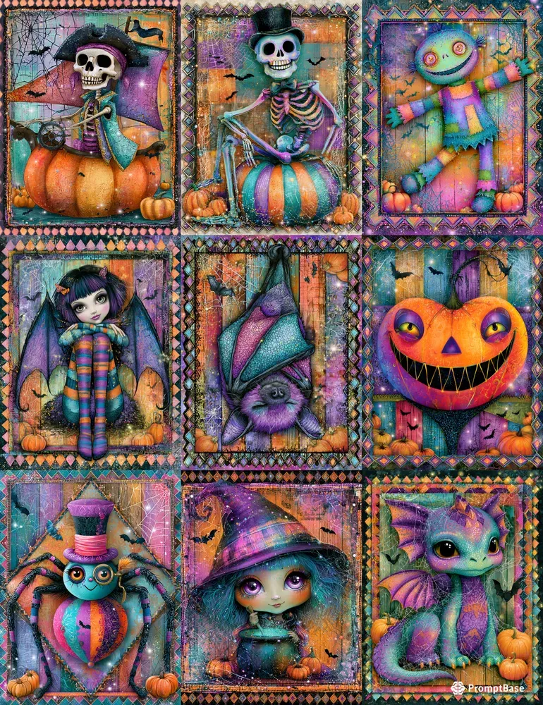Whimsical Halloween Junk Journal Collages